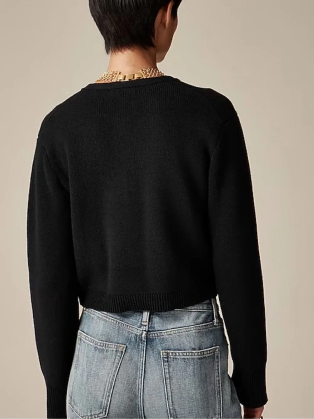 J. Crew Emilie Sweater Lady Jacket in Black Cotton Knit Size M